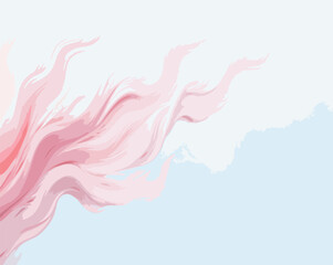 Abstract Pastel Pink Paint Swirls and Creamy Wave Texture on Light Blue Background