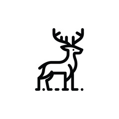 Fototapeta premium Linear deer icon with antlers