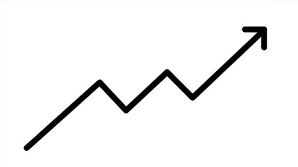 A black line with a white arrow pointing upward