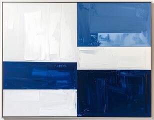 interior, light, design, home, empty, business, white, gray, blue oil painting, wall art, paint, navy, dark blue, geometric