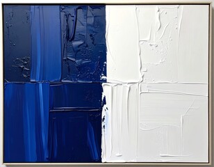 interior, light, design, home, empty, business, white, gray, blue oil painting, wall art, paint, navy, dark blue, geometric