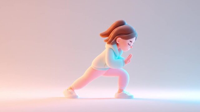 3D cartoon character Doing yoga videos