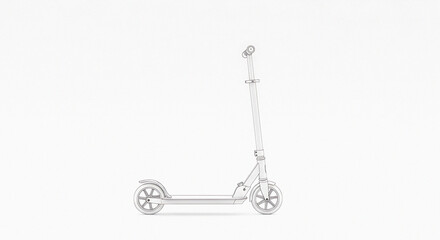 Modern scooter illustration on white, perfect for children's design, transportation concepts, and minimalist backgrounds, clean and simple line art style