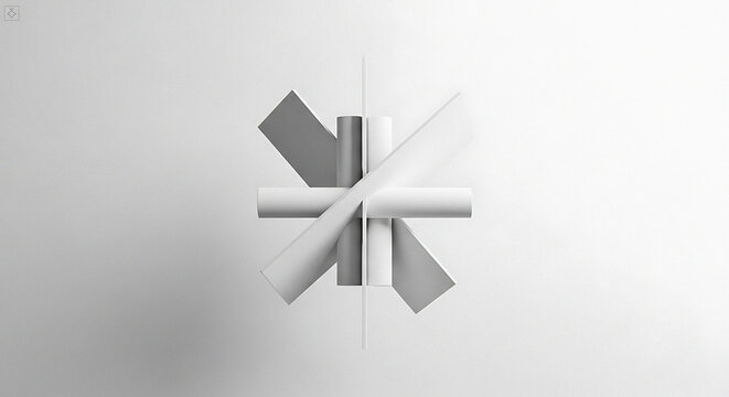 Modern abstract geometric art in bright white a minimalist sculpture for creative projects or a clean tech startup branding concept, perfect for innovation
