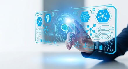 Engaging with advanced artificial intelligence and data technology on a virtual screen