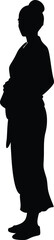 Silhouette of a Woman in Traditional Kimono, Standing in Profile