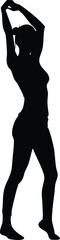 Silhouette of Woman Stretching with Raised Arms