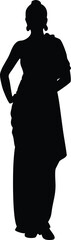 Silhouette of a Woman in Traditional Dress with Hand on Hip