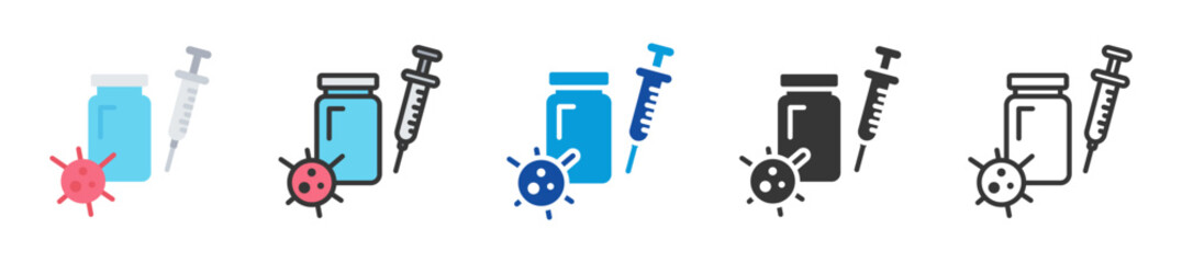 immunization review icon set multi style various collection