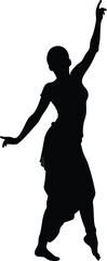 Silhouette of a Woman Dancing with Raised Hand