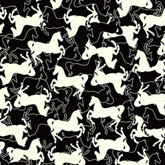 Simple and beautiful horse silhouette textile pattern,