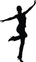 Stylish Woman Silhouette in Heels Dancing Pose, Elegant Vector Illustration for Fashion, Art, and Lifestyle Concepts
