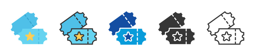 Fototapeta premium ticket icon set multi style various collection