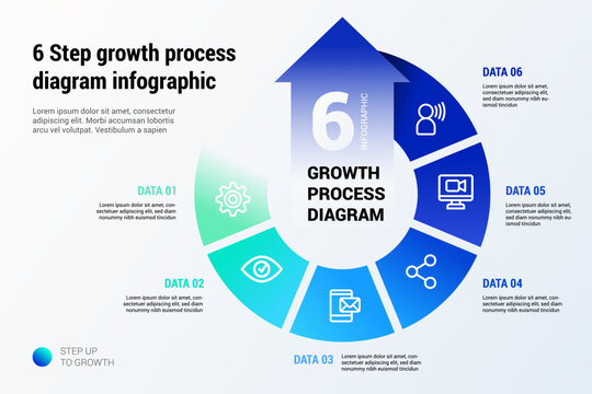 6 Step growth process diagram infographic presentation template
