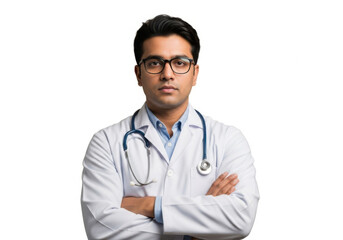 Fototapeta premium Doctor wearing glasses and stethoscope isolated on transparent background