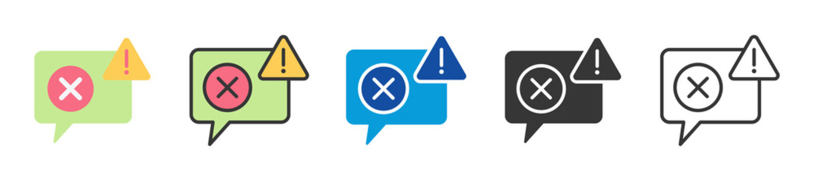 speech error icon set multi style various collection