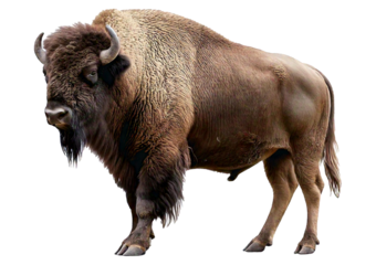 Bison isolated on a transparent or white background