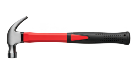 Modern Claw Hammer With Red And Black Handle On Black
