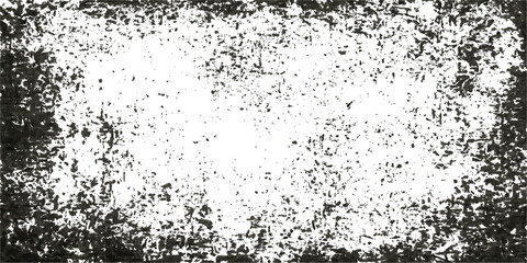 Abstract grunge black and white background with vintage splatter paint texture and ink splash art design border