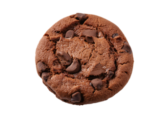 Dark chocolate chip cookie isolated on transparent or white background