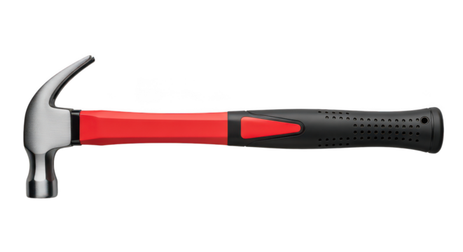 Modern Claw Hammer With Red And Black Handle On Black