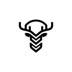 Minimalist deer head emblem in line