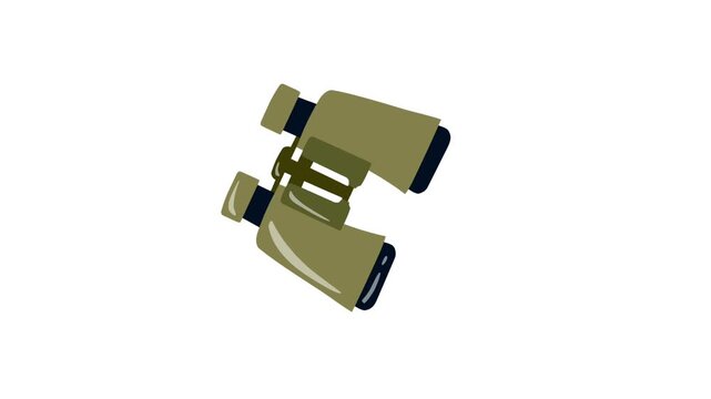 Binoculars Animation in Flat Style for Exploration or Military Footage