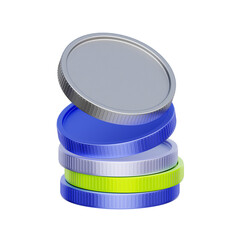 3D icon of stacked cryptocurrency coins For digital currency savings, cryptocurrency stacking (staking/holding), crypto investment accumulation, and representing virtual assets.