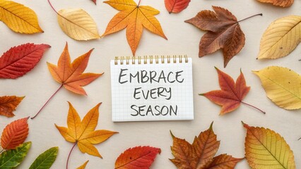 Autumnal Embrace: Motivational Message with Fall Leaves