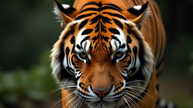 Fierce tiger roaring with bared teeth in intense close up, conveying raw power and primal energy in its natural habitat.