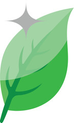 Shiny Green Leaf Icon for Nature and Eco-Friendly Concepts