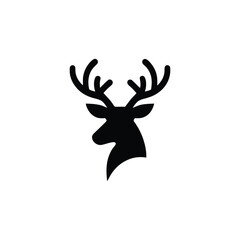 Fierce Reindeer head silhouette with antlers
