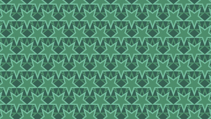 106.epsA highly structured, seamless geometric pattern featuring rows of interconnected six-pointed stars and spiked triangular elements in a deep, monochromatic emerald and dark forest green palette.