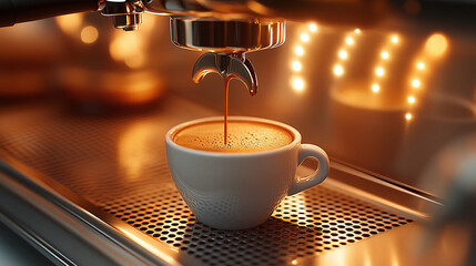 One shot coffee from machine in cup