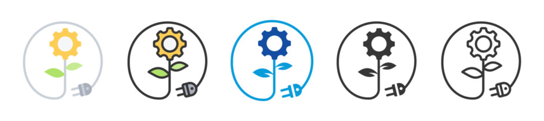cleantech icon set multi style various collection