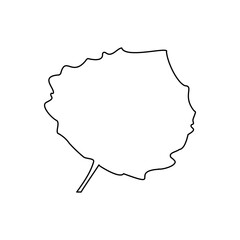 A large black outline aspen leaf on the center. Illustration on transparent background