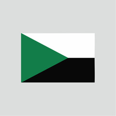 Flag of Fujairah, one of the seven emirates of the United Arab Emirates, featuring green, white, and black colors in a distinctive geometric pattern.