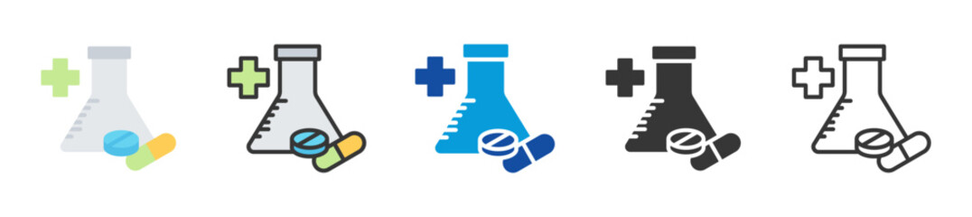 pharmacology icon set multi style various collection