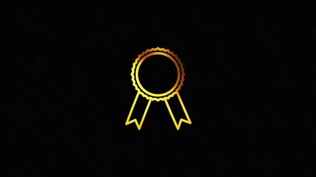 Gold badge icon animation, shiny gold badge icon with copy space for achievements and accomplishments, chroma 4k