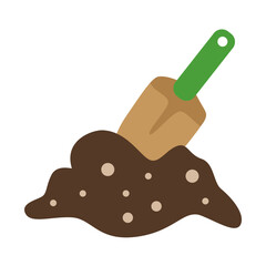 Shovel digging polluted soil with contaminants, symbolizing land degradation and the need for soil conservation in modern environmental protection.
