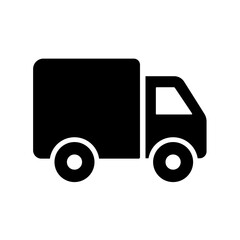 A delivery truck icon symbolizing land freight transportation, last mile delivery, logistics and distribution for goods and services across urban and rural areas.