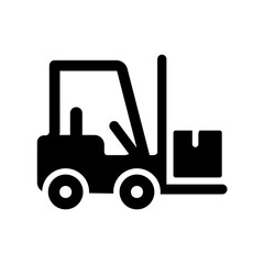 A forklift icon representing material handling, warehouse operations, loading and unloading goods and efficient logistics support in storage facilities.