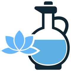Massage oil icon vector. Ideal for aromatherapy, body treatment, and natural product themes. This graphic symbolizes relaxation and skincare with essential oils.
