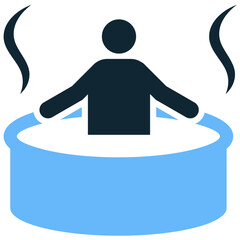 Hot tube icon vector. Represents jacuzzi, hydrotherapy, and water relaxation themes. Ideal for spa services, resorts, and leisure themes related to warm baths.