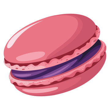 Purple color macaron alone vector illustration isolated on white background perfect for dessert bakery sweet snack or cafe themed creative design projects
