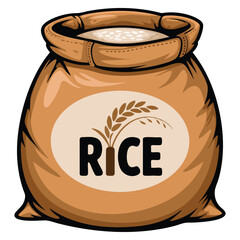 Sack of rice vector illustration isolated on white background ideal for food packaging agriculture culinary or nutrition themed design and creative artwork
