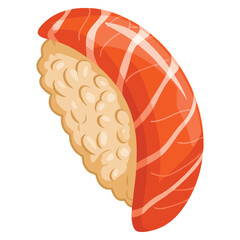 Salmon illustration on bed of rice isolated vector design ideal for sushi food menu packaging restaurant or culinary creative artwork concepts