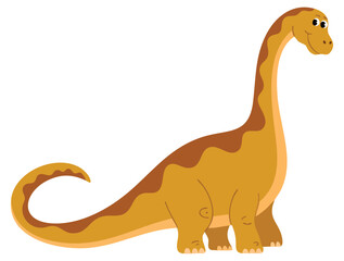 Single picture of brontosaurus in orange color illustration vector artwork perfect for dinosaur education prehistoric theme kids book and design © Nass Studio