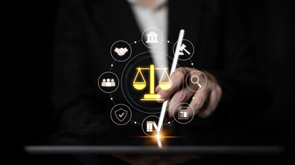 Justice system ensures legal governance and fairness. Justice system protects rights, system...