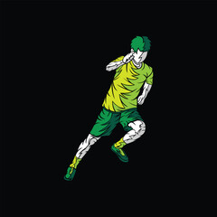 Obraz premium Dynamic Soccer Player in Motion Abstract Style Colorful Outline Silhouette